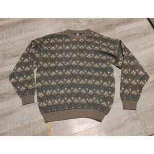 Vintage TSR Sweater Mens XL Geometric Abstract Print Made In Turkey Grandpa